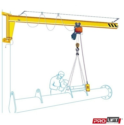 180 DEG -Underbraced Wall Mounted Slewing Jib Crane